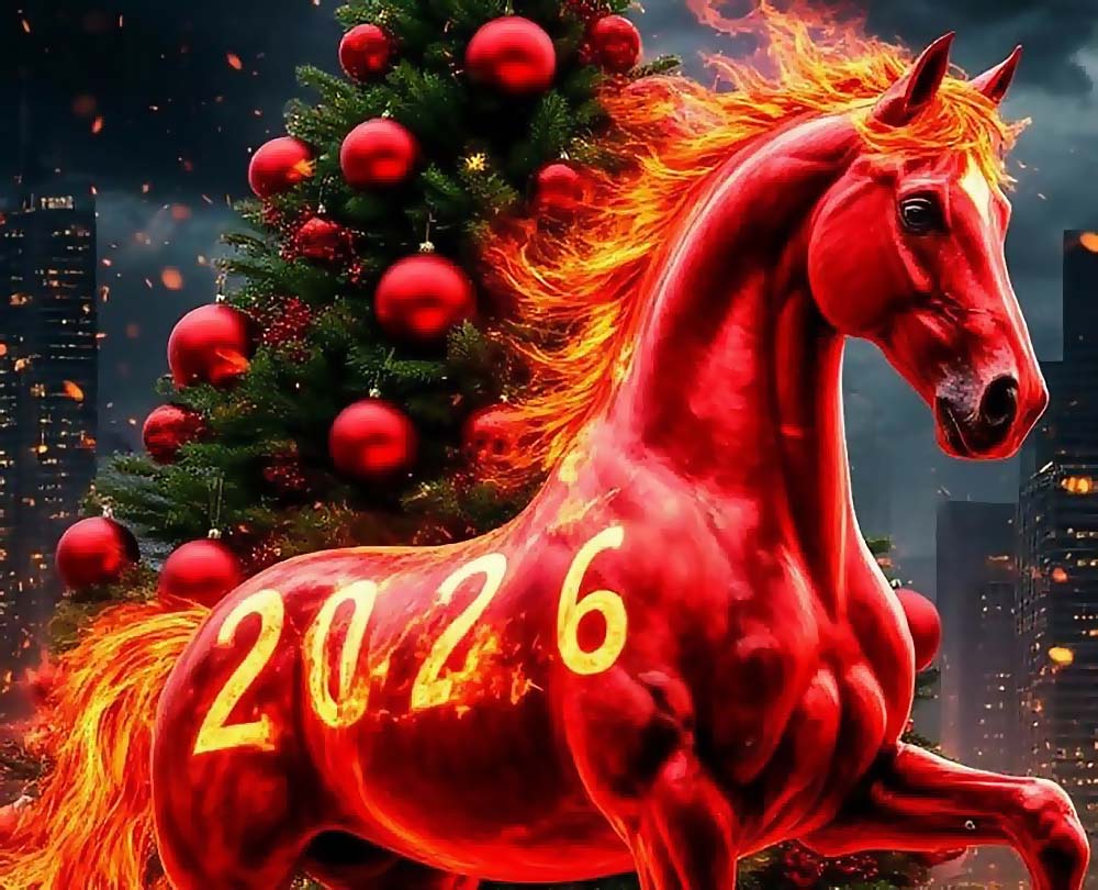 символ Нового года 2026 – красная огненная лошадь
